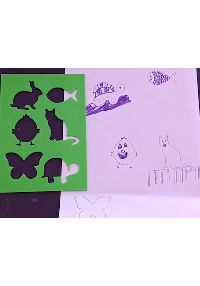 3d Baskı Hayvan Figürleri Çizim Şablonu - Çoklu Desen Kalıbı - Yeşil