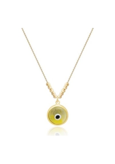 Diamond Line-Gülaylar - Sarı Altın 14 Ayar Nazar Boncuğu Kolye N11.25257