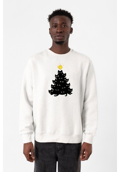 Meowy Christmas Beyaz Erkek 2ip Sweatshirt 001