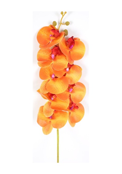Yapay Çiçek Deposu Yapay Dal Baskılı Orkide Çiçeği 88 Cm Turuncu