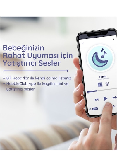 Hubble Eclipse Plus Bebek Telsizi Ninni Çalar Bluetooth Speaker Gece Lambası Gri / Gri