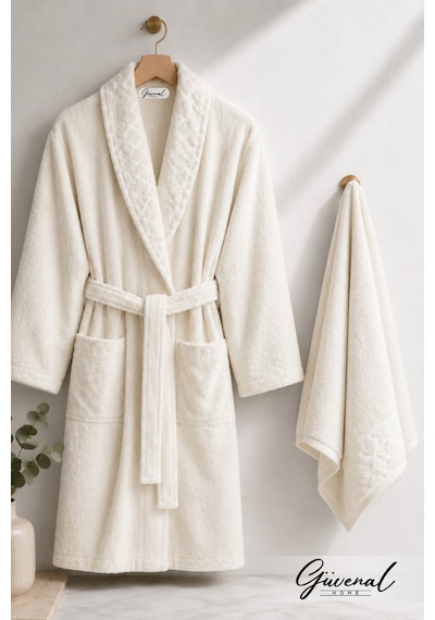 Layla Soft Unisex Bornoz Bornoz Erkek Bornoz Kadın Bornoz Hediyelik Sabahlık Çeyiz Krem