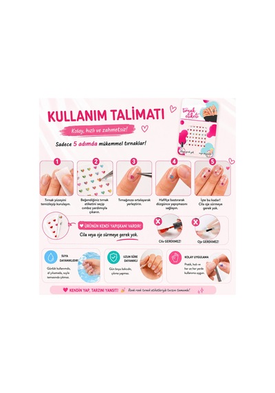 4'lü Karışık Tırnak Sticker Seti - Kendinden Yapışkanlı Suya Dayanıklı Nail Art 12li Karışık - 896613087
