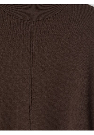 Lc Waikiki Lc Waıkıkı Kahverengi Yarım Balıkçı Yaka Kadın Oversize Triko Tunik