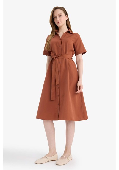 Defacto A Kesim Poplin Midi Elbise E7114ax26spbr228 Bordo-br228