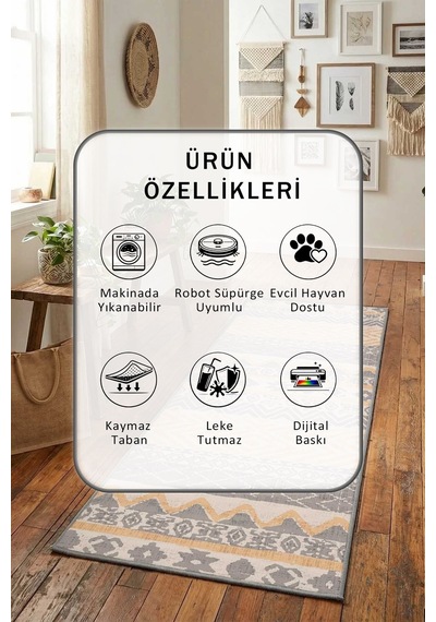 Rinanay Yıkanabilir Yolluk Bej