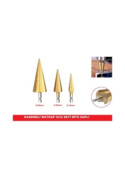 Kademeli Matkap Ucu Seti, Saplı, Hss, 3'lü, Dayanıklı Ve Kullanışlı Araçlar