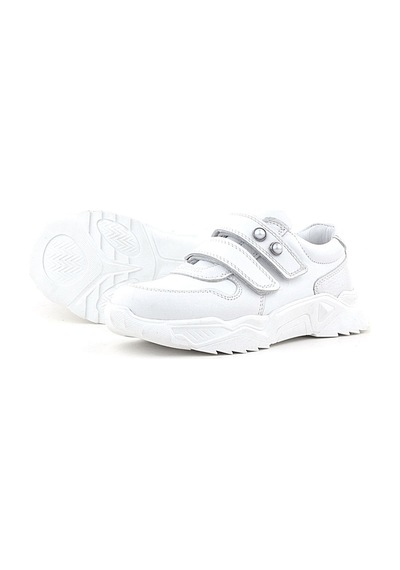 Rakerplus Hakiki Deri Beyaz Taşlı Kız Çocuk Sneakers Ayakkabı Beyaz