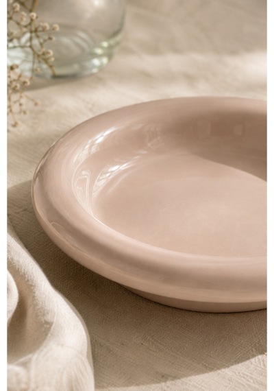 Parlak Bej Donut Seramik Yemek Tabağı 21,5 Cm Bej - 915217557 Bej