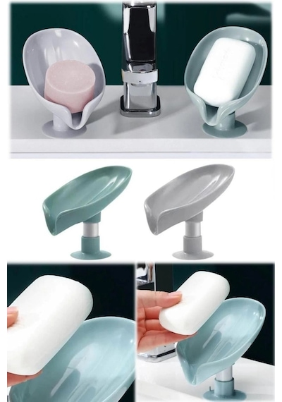 Banyo Mutfak Lavabo Vantuzlu Su Tutmaz Drenaj Sabunluk Süngerlik Yeşil