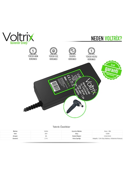 Chicony İnput 20v 6a, 120w 4.5 3.0mm İle Uyumlu Adaptör, Şarj Aleti - Cihazı 120w