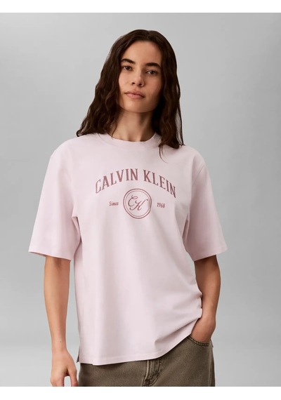 Calvin Klein Ss Relaxed Varsıty C, 3fs Pembe Kadın T-shirt
