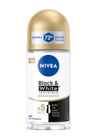 Nıvea Kadın Roll-on Deodorant Black&white İpeksi Pürüzsüzlük 72 Saat 50ml 5 Adet