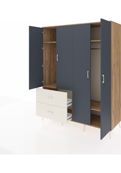 Kronos Gardrop 4 Raflı 2 Çekmeceli 2 Askılı 176x59x221 Çam-antrasit/aytaşı Beyaz Kronos Gardrop 4 Raflı 2 Çekmeceli 2 Askılı 176x59x221 Çam-antrasit/aytaşı Beyaz