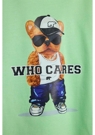 Bad Bear Mood 24.06.12.001y Yeşil Çocuk Baskılı Hoodie Sweatshirt Yeşil