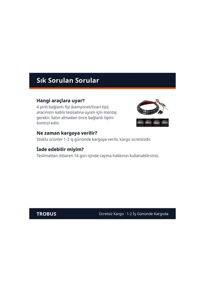 Trobus Bagaj Altı Kayan Led Sinyal Stop Park Off Road 4x4 150 Cm Kırmızı Beyaz