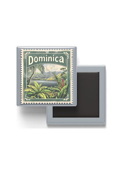 9x9 Cm Buzdolap Magnetleri - Dominika - Dominica - 4'lü Set Retrotik - 9x9 Cm