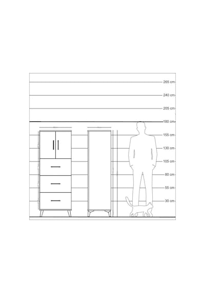 Hyperion Dolap 2 Raflı 3 Çekmeceli 2 Kapaklı 60x44x163 Çam-aytaşı Atlas Çam