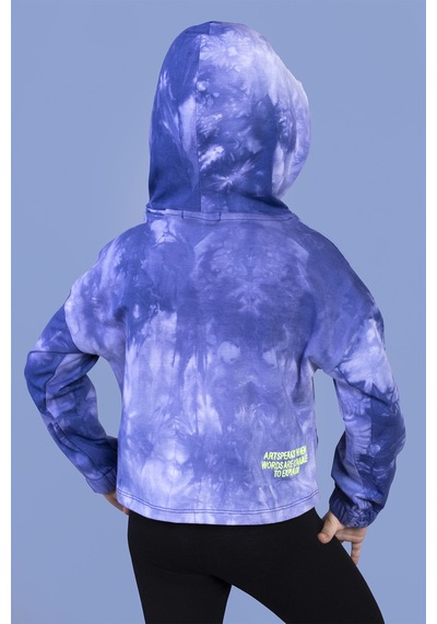 Toontoy Kız Çocuk Batik Desenli Kapüşonlu Sweatshirt Lacivert