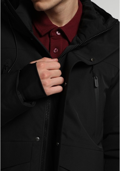 Colin's Colins Kalın Çok Cepli Su Geçirmez Fermuarlı Regular Fit Kapüşonlu Fermuarlı Astarlı Erkek Siyah Mont Cl1082066 Q1.v1 Blk