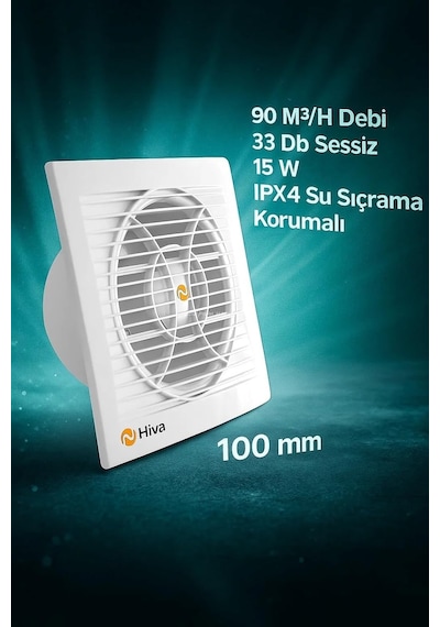 Hiva Banyo Ve Tuvalet Aspiratörü, 90 M³/h Debi, 33 Db Sessiz, 15 W Enerji, Ipx4 Su Sıçrama Koru