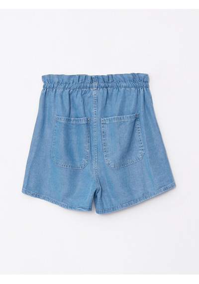 Lcw Jeans İndigo Yüksek Bel Standart Fit Düz Cep Detaylı Kadın Jean Şort