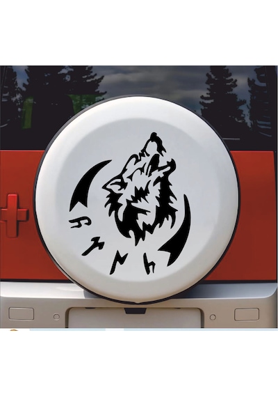 Göktürk Türk Kurt Sticker - Oto Araba Araç Cam Sticker - 00758 10X8 Cm