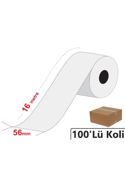 56x16 Metre Termal Yazarkasa Pos Kredi Kartı Rulosu 100'lü Koli