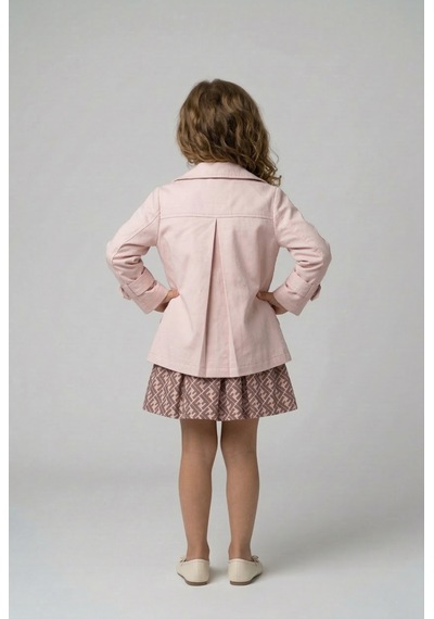 Minipomes Kız Çocuk Kanvas Trenc Etek Ve Crop Body Set Pembe Pembe