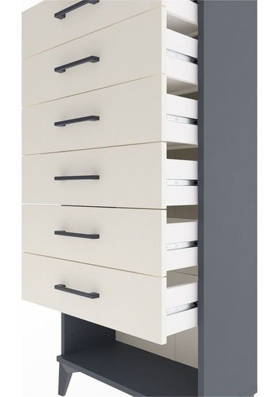 Arges Dolap 6 Çekmeceli 60x30x134 Antrasit-aytaşı Antrasit