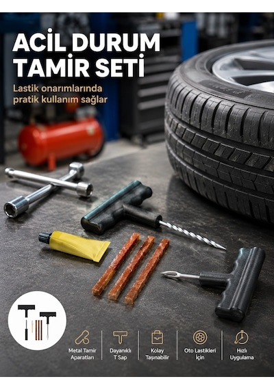 Acil Durumların Kurtarıcısı Çok Amaçlı Lastik Tamir Seti 2