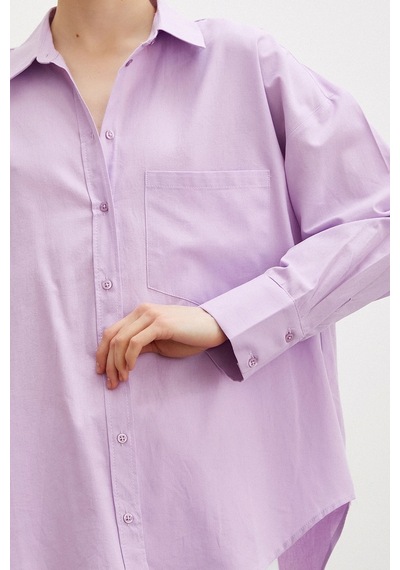 Never More Regular Fit Poplin Gömlek Lila