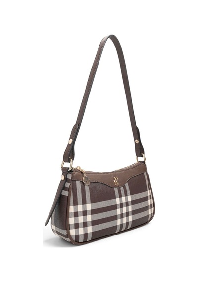 Silver & Polo Silver Polo Kahve - Kahve Çizgili Ekose Kadın Çapraz Çanta Sp1274