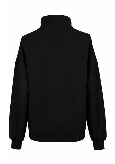 Trender Manhattan Baskı Yarım Fermuarlı Siyah Kadın Sweatshirt 27kdt1000023