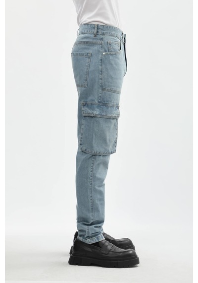 Banny Jeans Erkek Kargo Cep Jean Pantolon Açık Mavi