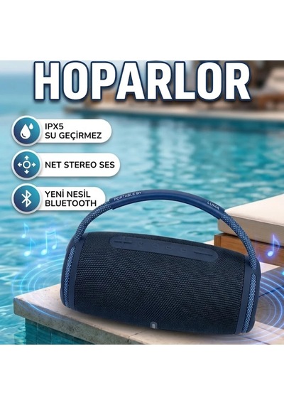 Ipx5 Suya Dayanıklı Taşınabilir Bluetooth Hoparlör Stereo Ses Ve Led Işık Özellikli