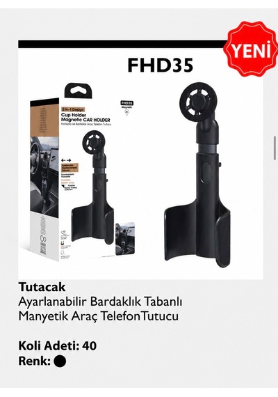 Araç İçi Bardaklık Telefon Tutucu Manyetik Magsafe Uyumlu Ayarlanabilir Telefon Standı Siyah