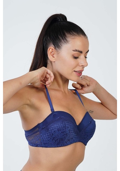 New Bra Kadın Dolgusuz B Cup Sütyen Lacivert