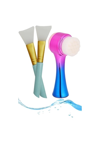 Çift Işlevli Yüz Temizleme Peeling Etkili Gözenek Temizleyici Alet +maske Fırçası Bakım Seti