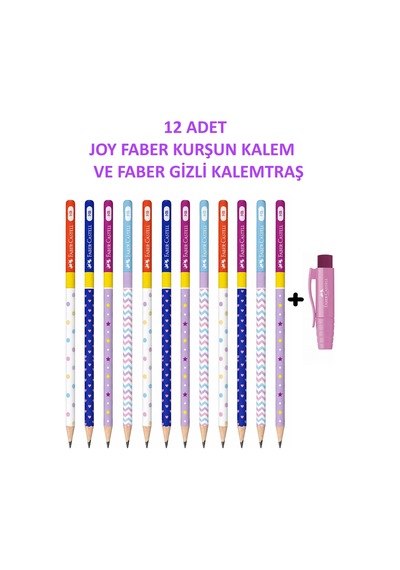 Faber-castell Joy Kurşun Kalem Hb 12'li Set Ve Gizli Kalemtraş 124-Pembe