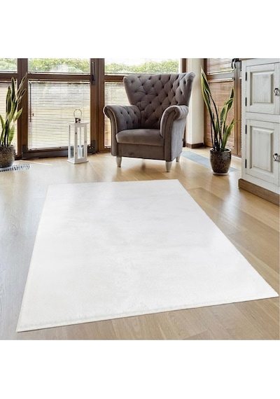 Vl Comfort Peluş Halı Gri Overloklu Ekru