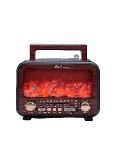 Güneş Enerjisi Ve Elektrik İle Şarj Olabilen Şömine Nostaljik Görünümlü Radyo Bluetooth Hoparlör
