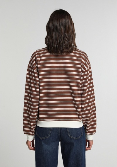 Colin's Colins Regular Fit Polo Yaka Çizgili Kadın Kahverengi Sweatshirt Cl1081687 Q1.v1 Brw