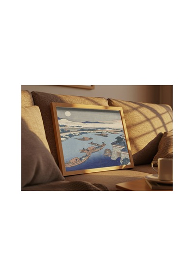 Hokusai Ay Işığında Yodo Nehri Çerçevesiz Poster 30x42 Cm A3 Tablo Japon Sanatı Duvar Dekoru