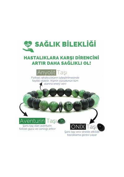 Sağlık Bilkeliği Anyolit Aventurin Oniks Doğal Taş Bileklik Çok Renkli