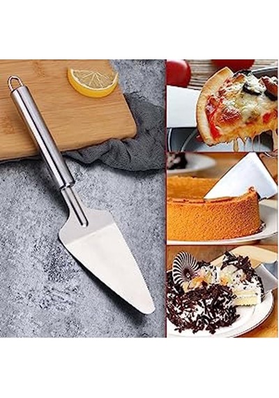 Profesyonel Paslanmaz Çelik Pasta Spatulası, Gümüş Renk, Pizza Ve Tatlı Servis Aparatı, Ergonomik Saplı, Çok Am Diğer