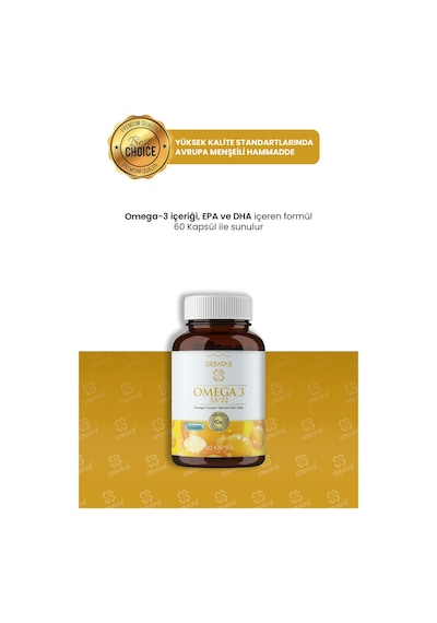 Erbatab Omega 3 Balık Yağı Hava Sızdırmaz Okside Olmayan Licaps Omega3 60 Kapsül
