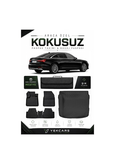 Audi A6 2018 Model Aracınıza Özel 4d Karbonlu Kauçuk Paspas Takımı Ve Bagaj Havuzu