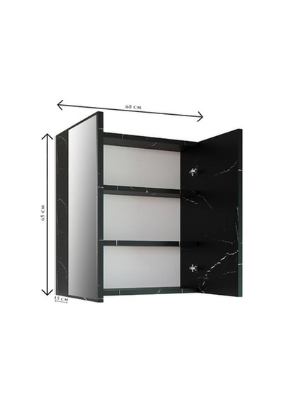 Fm01 2 Kapaklı Aynalı Banyo Dolabı Çok Amaçlı Banyo Dolabı Siyah