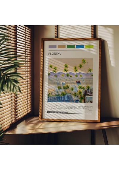 Travel Art Çerçevesiz Poster, Modern Dekoratif Çerçevesiz Poster, Tablo, Florida, 21 X 30